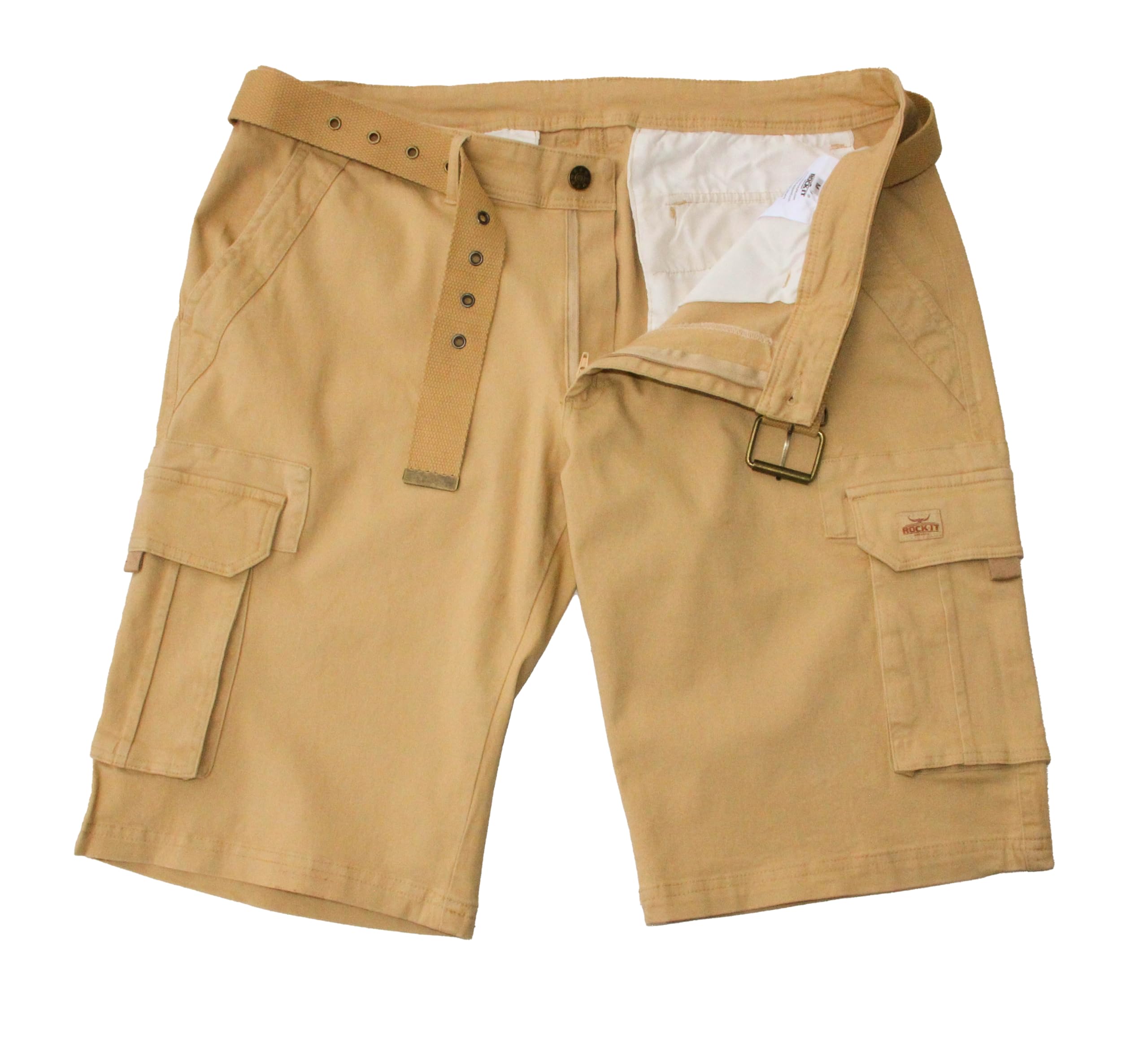 ROCK-IT Apparel Pantaloncini Cargo da Uomo con Cintura Bermuda Vintage con 6 Tasche da chiudere Pantaloni Estivi Corti da Uomo I Taglie S-5XL Molti Colori