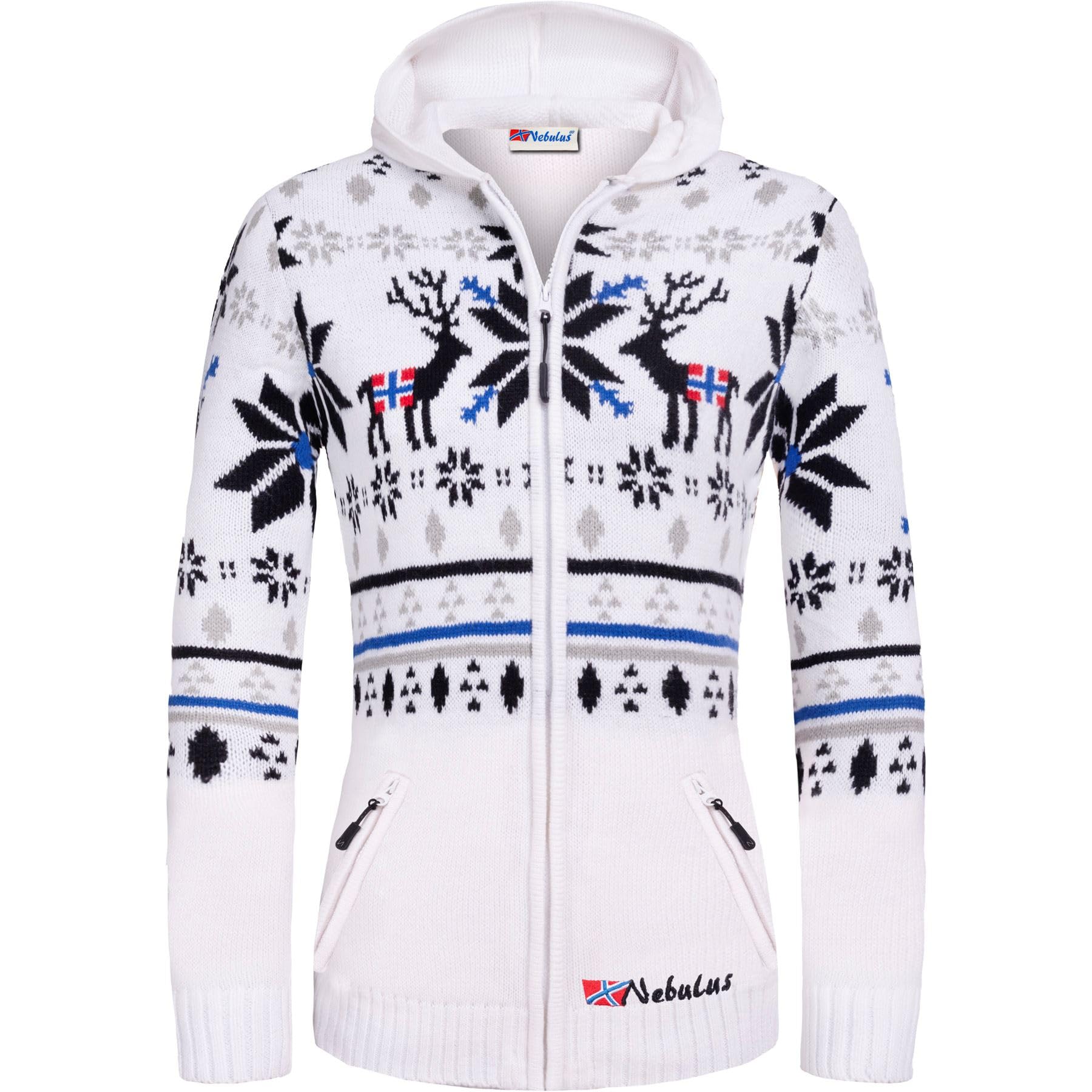 Nebulus Damen Jacke NORMAX, mit Kapuze, schicker Pullover im Norweger-Style