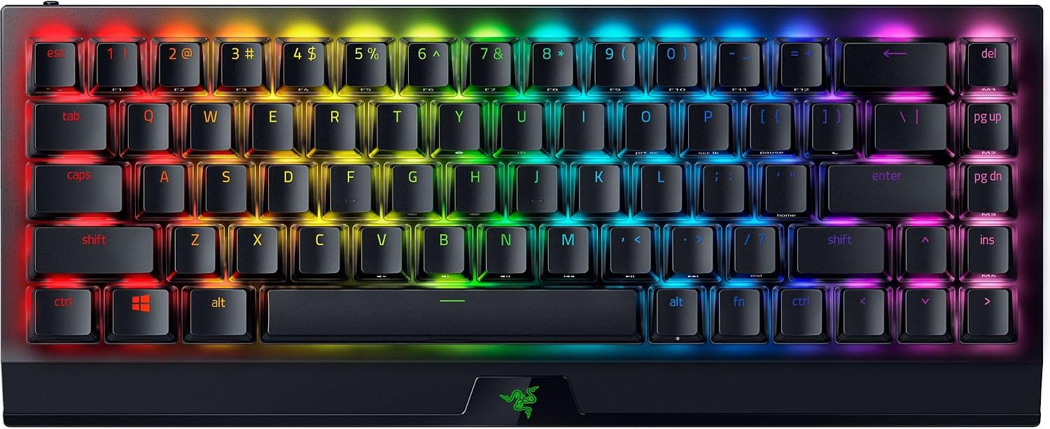 BlackWidow V3 Mini Wireless Mechanical Gaming Keyboard, Yellow Switch | Linear & Silent, Phantom Pudding Keycaps, Snap Tap, 200 Hr Battery