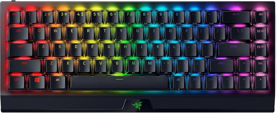 Razer BlackWidow V3 Mini HyperSpeed 65% teclado mecânico sem fios para jogos: interruptores mecânicos verdes tácteis e clicy, teclas Phantom Pudding - Chroma RGB - bateria de até 200 horas -