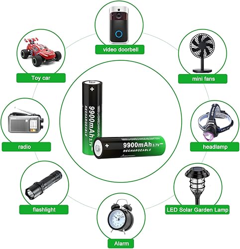 Miniatura 5 de Batería recargable 18650 de 3.7 voltios, batería de 9900 mAh, gran capacidad, 18650 baterías para linternas, timbres (paquete de 8 botones