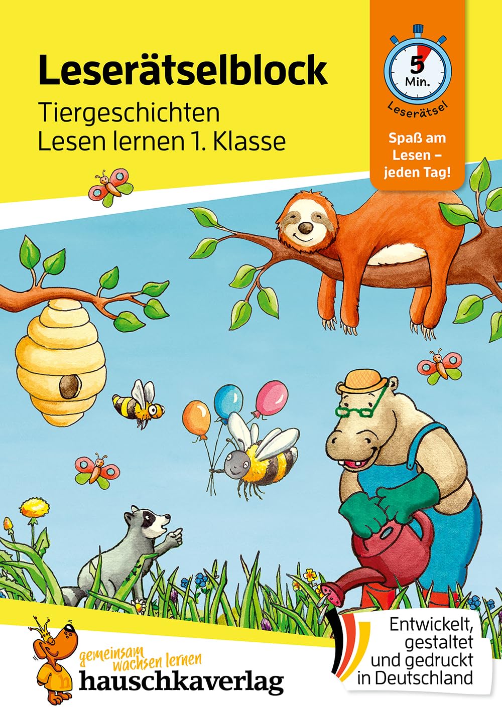 Erstleseblock – Tiergeschichten, A5-Block: Übungsblock für die Grundschule, 1. und 2. Klasse: Leserätsel, Leseübungen, spielend Lesen lernen: 503