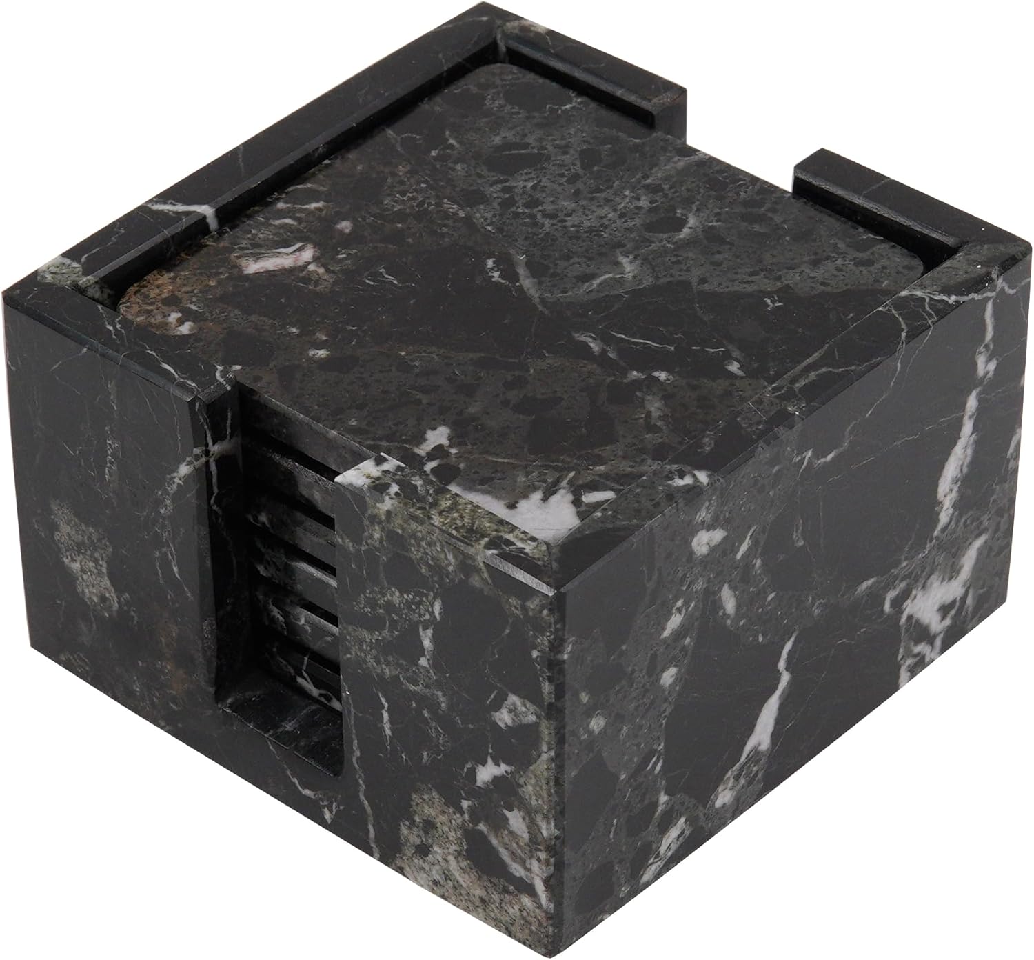 Radicaln Marble Coasters for Drinks Black Square 3.5