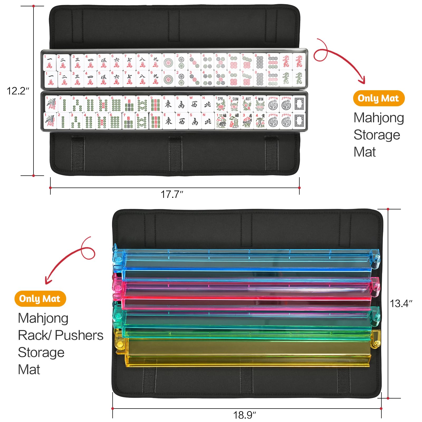 yookee home Mahjong Bag Neoprene Mahjong Tile Bag with Two Wrappers (Case Only), not Include Mahjong Accessories Mahjong Tote Bag for Women or Men Black