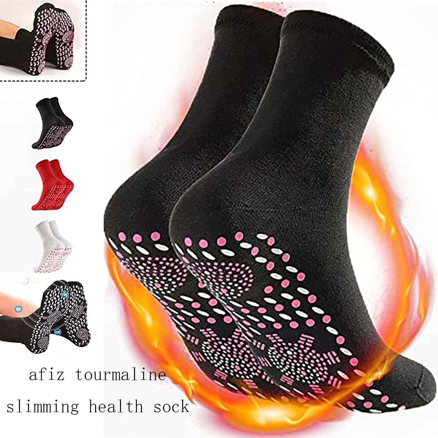 BOBT AFIZ Turmalin Lymphvity Abnehmen Gesundheitssocken, 9pair Tourmaline Slimming Health Sock, Self-Heating Socks, Warm Tourmaline Magnetic Socks, Sports Foot Massage, Sneaker Socks, Self-Heating