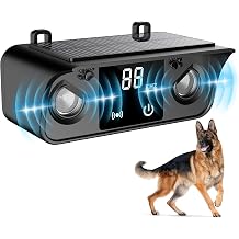 Dog Anti Barking Device, Solar Ultrasonic Bark Control, 4 Modes 50FT Range, Humane Bark Deterrent, USB Rechargeable Trainer for Small Medium Large Dogs