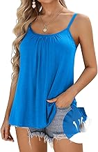 V FOR CITY Camisole for Women Built in Bra Adjustable Straps Tank Top Pleated Loose Sleeveless Vest S-3XL