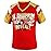 Geneisteck Womens Football Fans V Neck City Raglan T-Shirts - Red & Golden X-Large