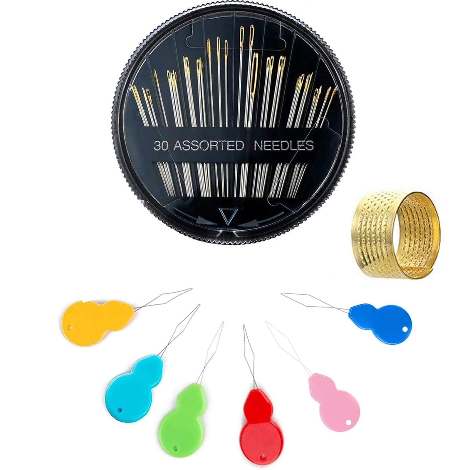 Cjkoonsa Clear Hand Sewing Kit, 30 Hand Sewing Needles, 6 Needle Threaders, 1 Thimble, Embroidery And Mending Craft Sewing Kit With Tools In Various Sizes