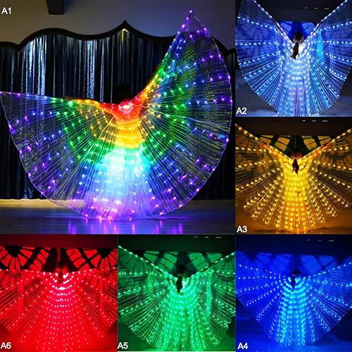Miniatura 3 de MOTUZP Alas iluminadas que brillan en la danza de ángel para niñas, alas de baile de ángel con palos iluminados, disfraces de danza del vientre para