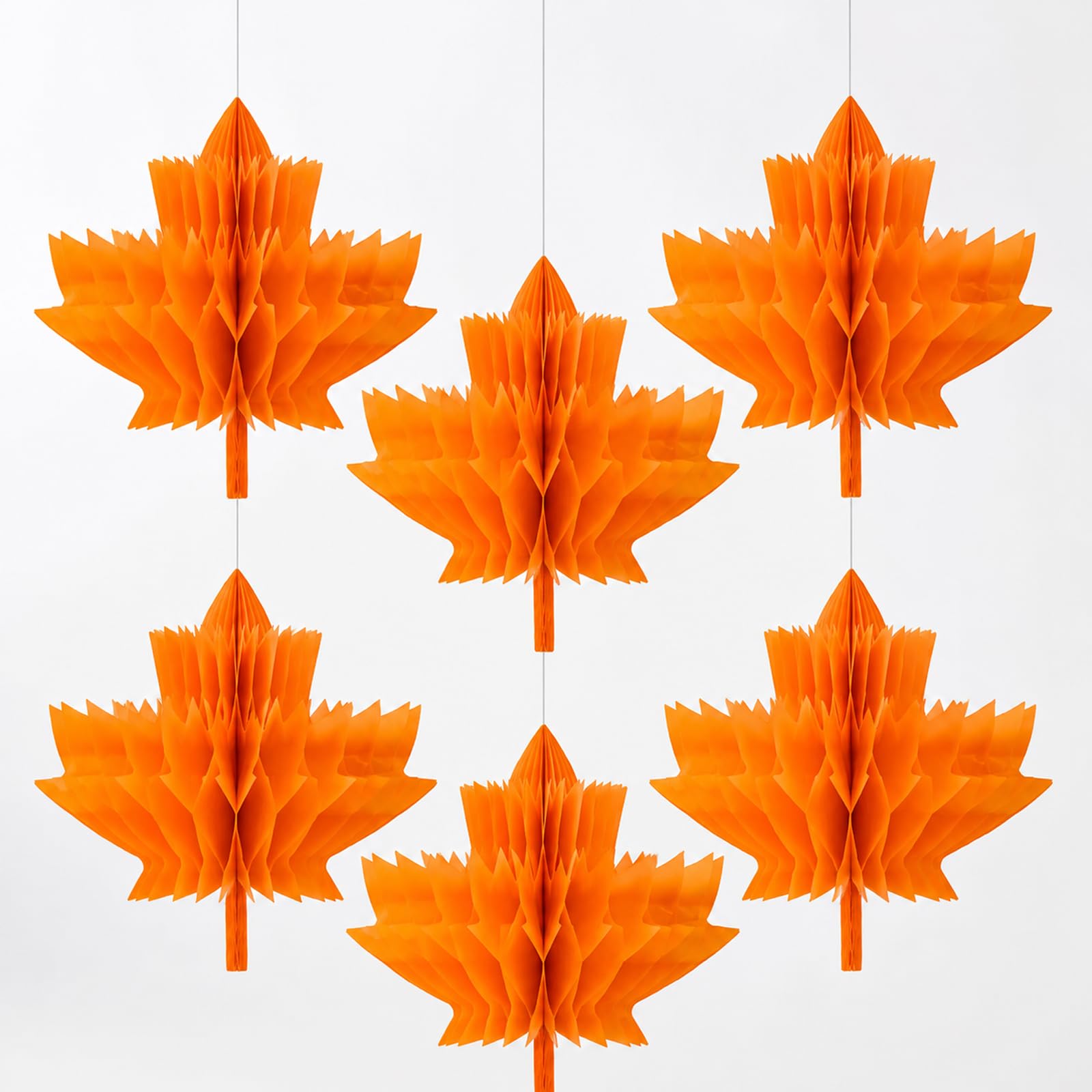 Bubaxuce 6 Pack Maple Leaf Pompoms Decor, Autumn Hanging Decorations, Honeycomb Ball Autumn Decoration for Windows, Seasonal Room Styling for Autumn and Thanksgiving