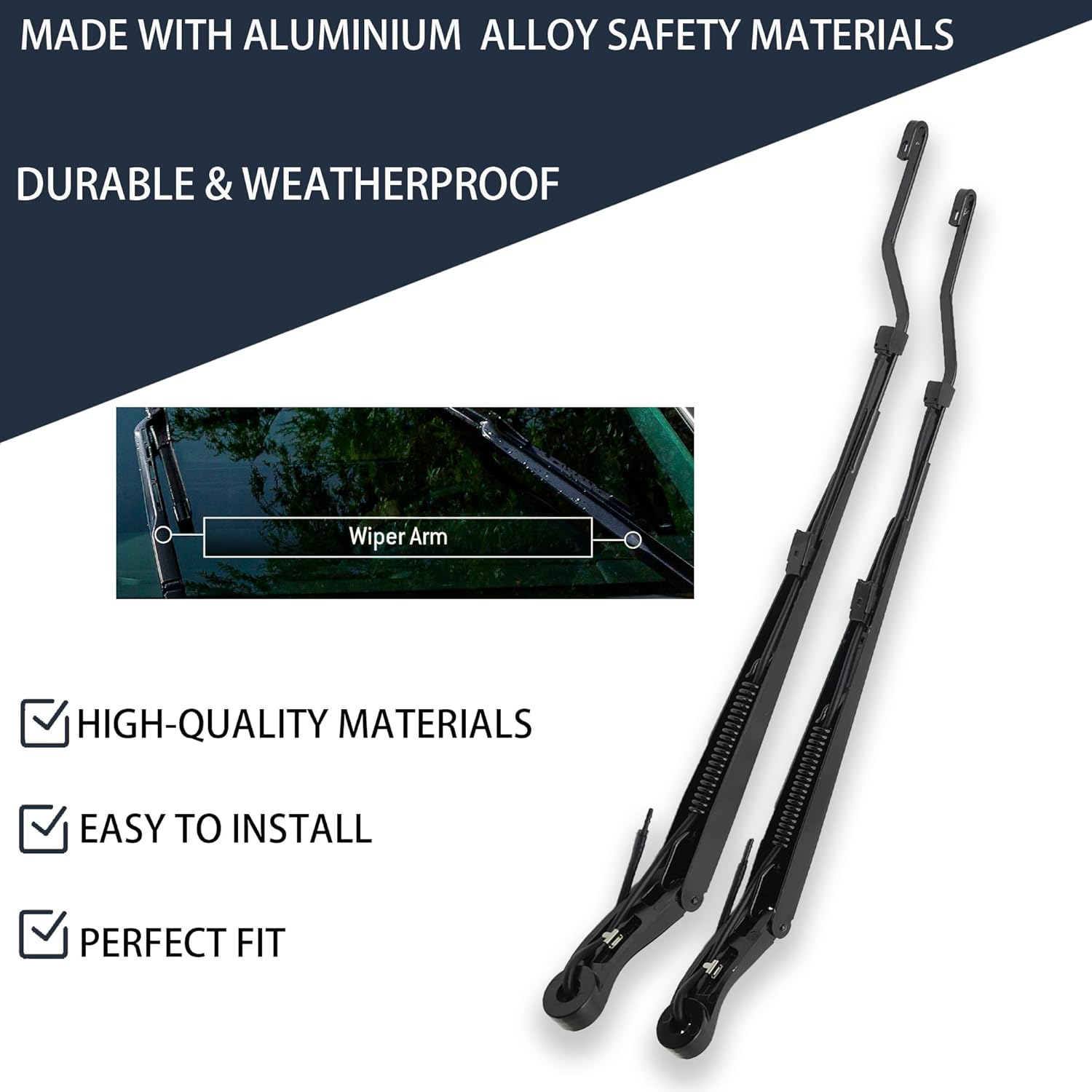 42370 42371 1 Pair Windshield Wiper Arm Compatible with Chevrolet GMC Cadillac 2008-2013 Avalanche Suburban Yukon XL 1500 2500 Tahoe 2008-2014 Escalade ESV EXT Replace OE 22917501 20788071