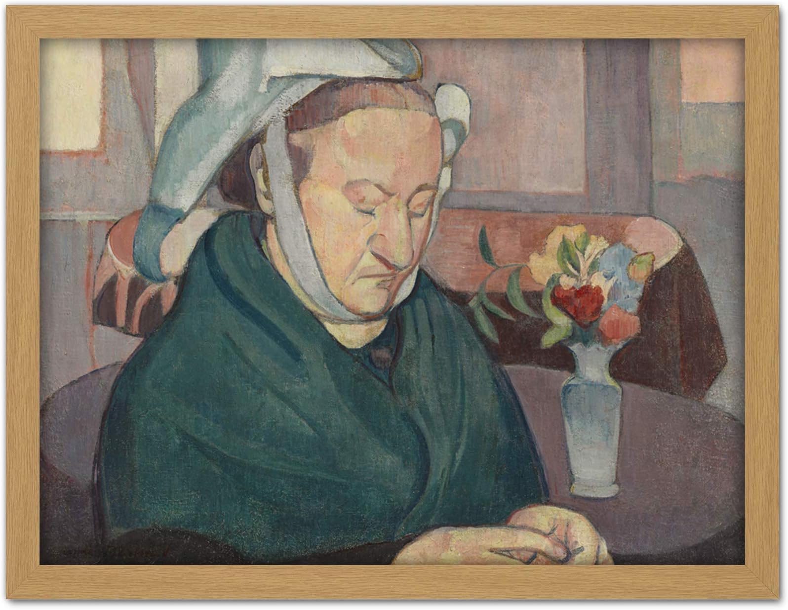 Emile Bernard Portrait De Madame Lemasson Painting Artwork Framed Wall Art Print 18X24 Inch