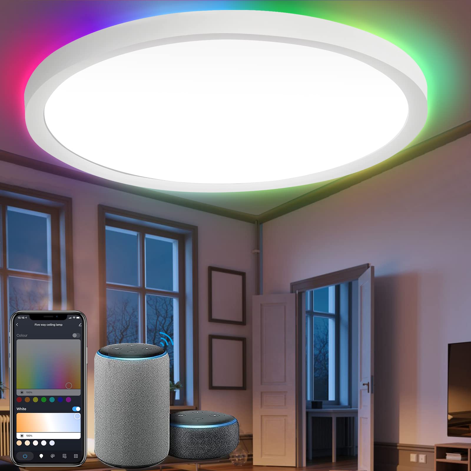 Philips myLiving - LED plafondlamp, diameter 40 cm, 2700 K, 22 W, wit 915004570901