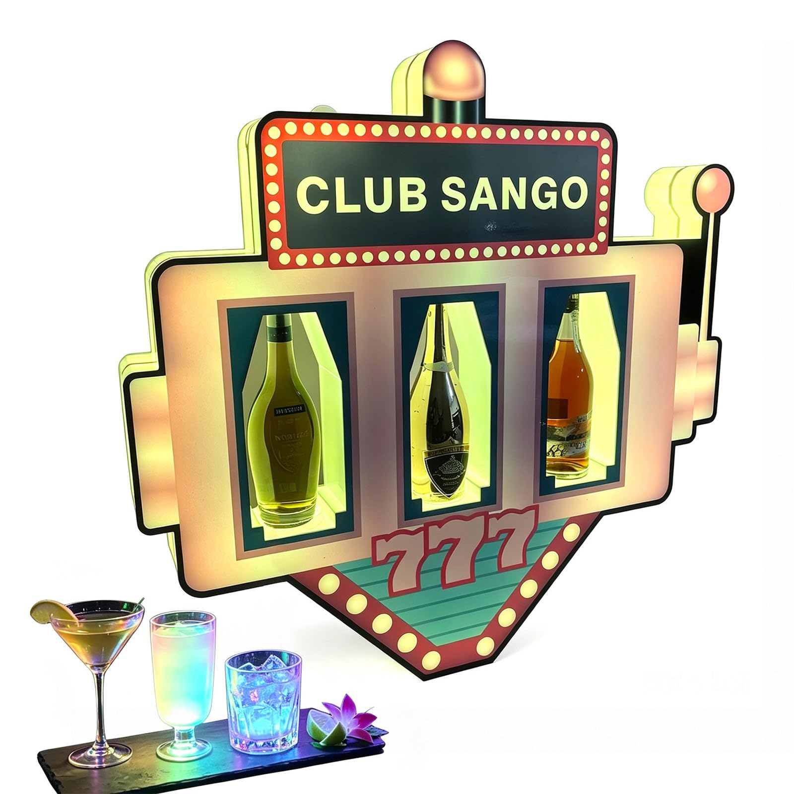 Aredwhiterui LED Champagne Bottle Display Shelf 3-Bottle Holder for 750ml Bottles, RGB Bottle Service Sign with Remote Control, Rechargeable Bar Display Stand for Clubs, Bars & Event Table Lighting B