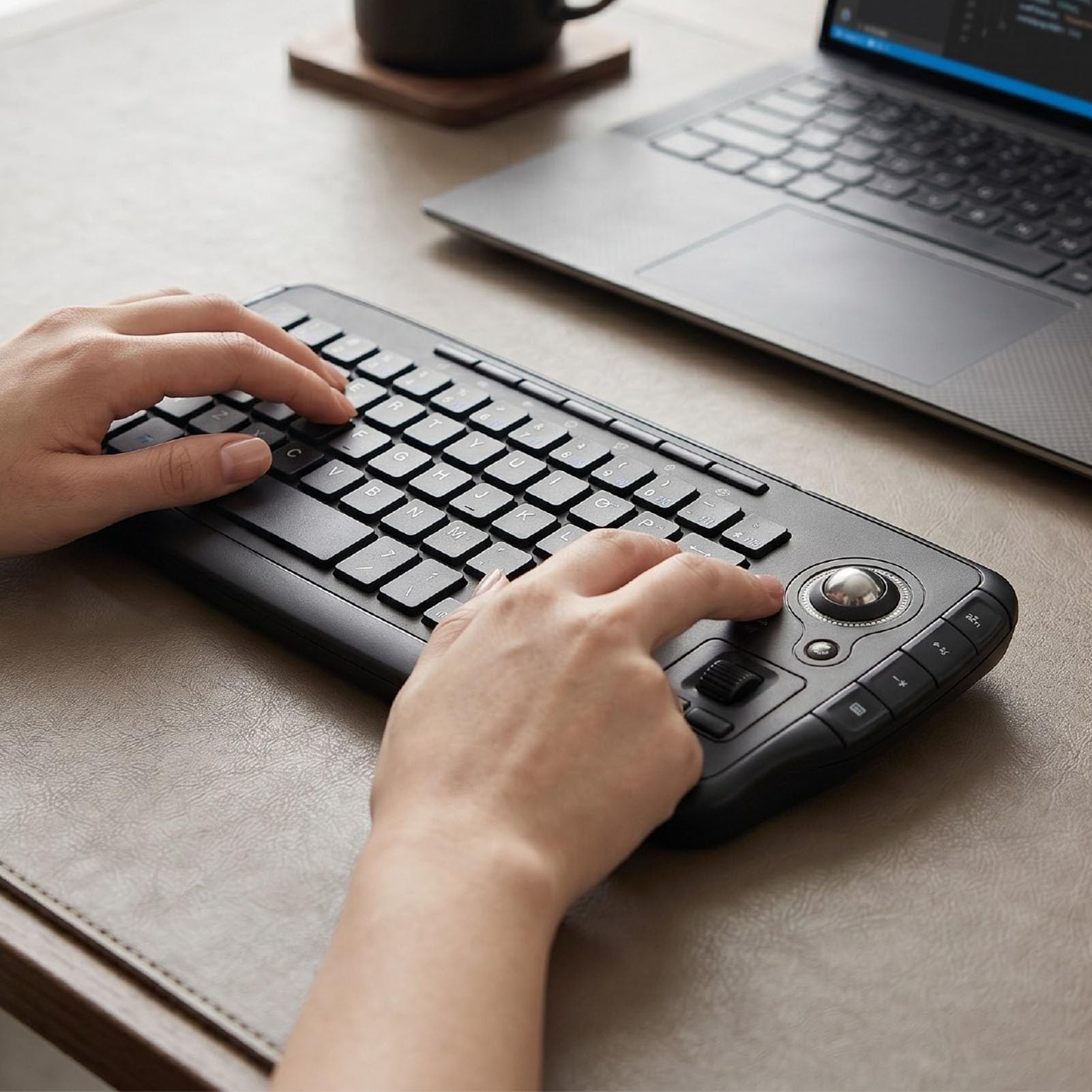 Bewinner Tastiera Mouse Trackball, Combo Tastiera Mouse Trackball Wireless da 2,4 GHz, Mini con Rotella di Scorrimento per PC, TV Box Android, Telecomando