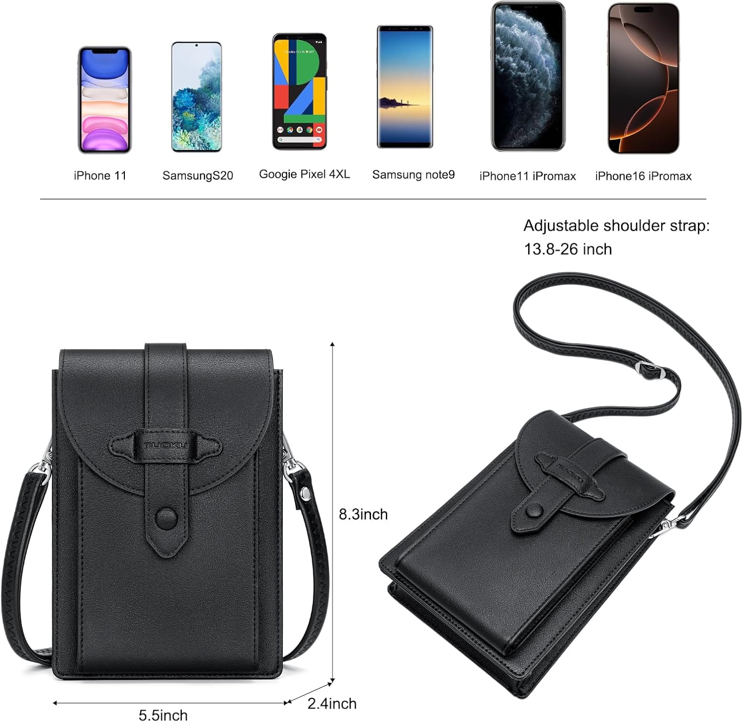 nuoku Small Crossbody Bags for Women with Elastic band Mini Cellphone Purse Designer Phone Bag with Sponge