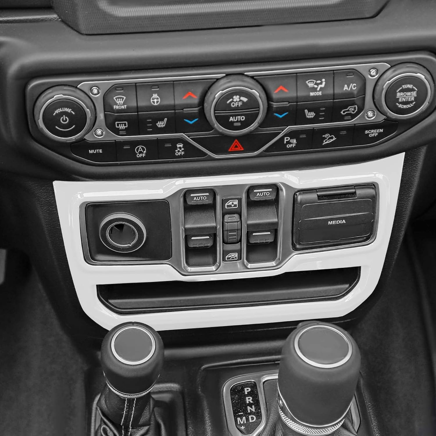 RT-TCZ for Jeep JL Center Dash Window Switch Panel Trim Cover for Jeep Wrangler JL JLU Gladiator JT 2018-2024 White Interior Accessories
