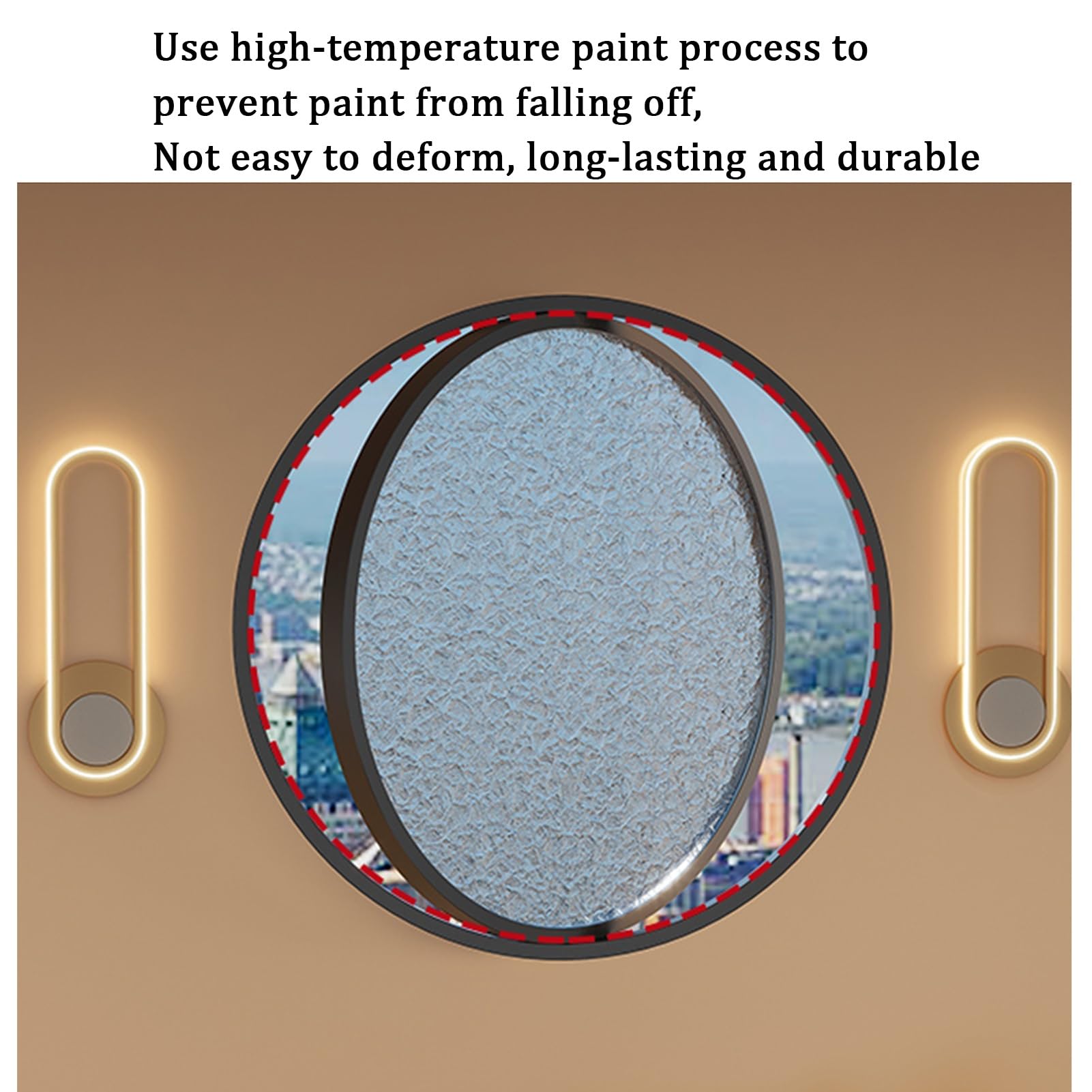 Finestra A Battente Girevole, La Finestra Circolare può Ruotare di 360°, Le Finestre di Ventilazione con Illuminazione in Lega di Alluminio, per Bagno(Black-Changhong Glass,50cm)