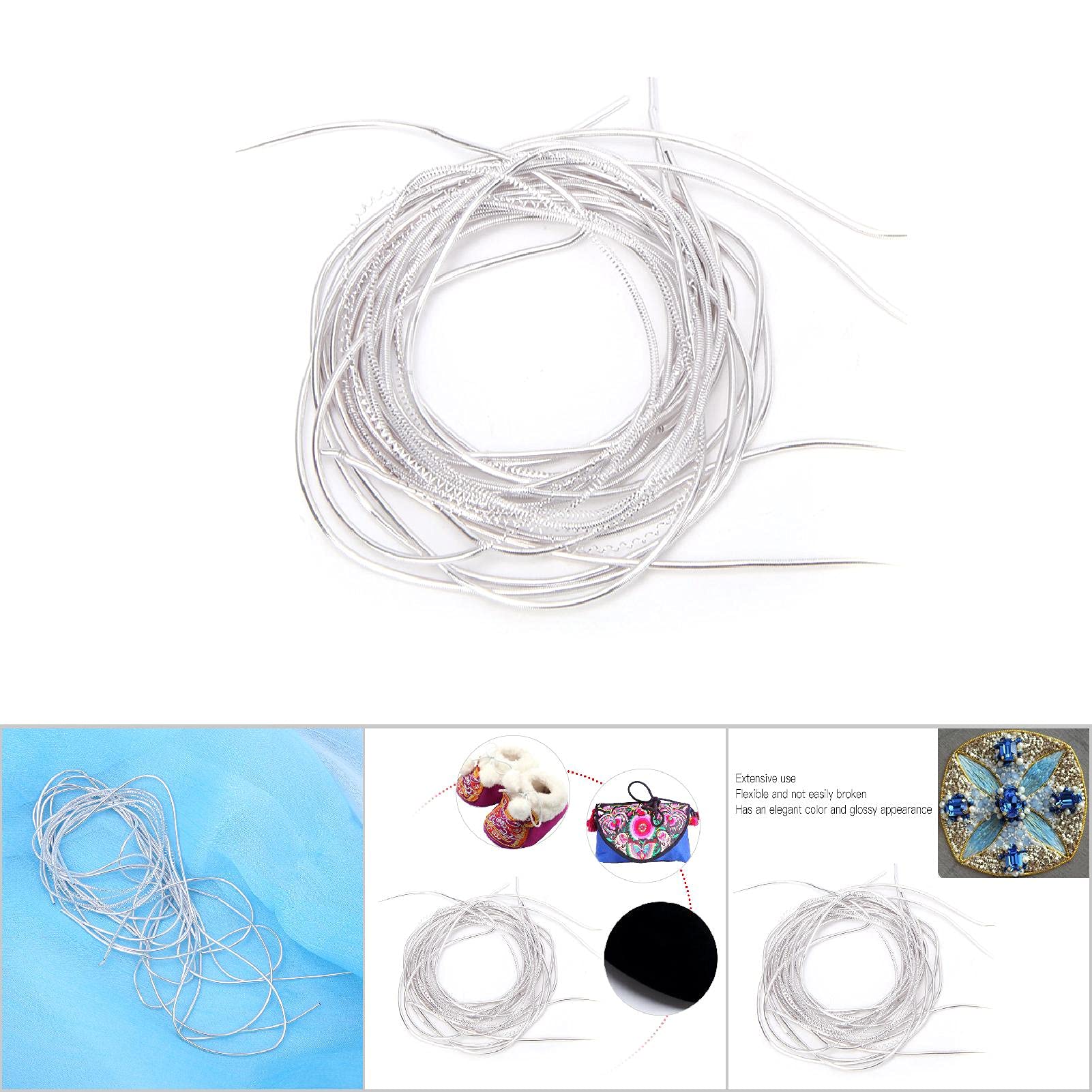 Akozon y French Wire Cannetille French Wire for Jewellery Making,Embroidery Thread Copper Wire Sewing Stitching Gloss 1.5Mm Dia. Manual DIY Stringsand Silver (Saudi Silver) - Image 4