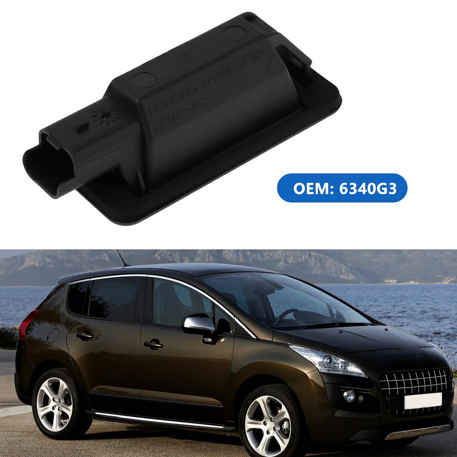Coppia di Lampade Targa Posteriori 6340G3 Compatibile con Peugeot 208 2008 308 3008 508 5008