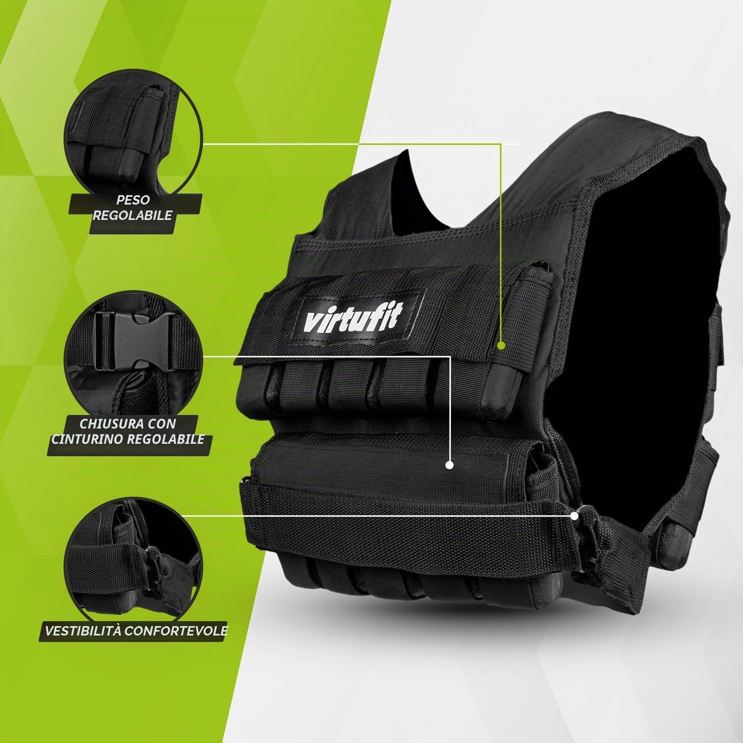 VirtuFit Gilet da peso regolabile Pro - 20 kg