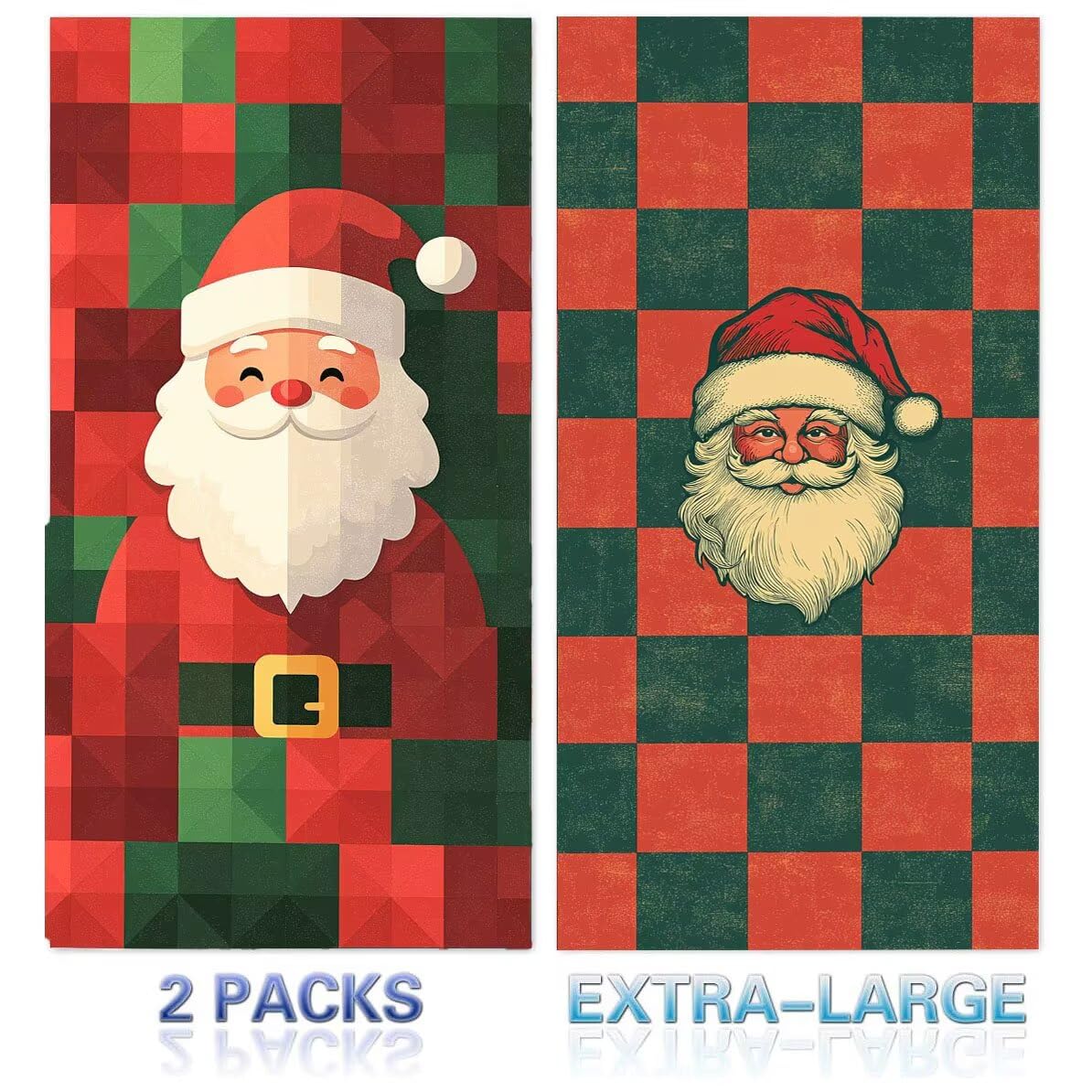 Toalla Playa 90 x 180 cm, Juego de 2 Toallas Microfibra Grande de Secado Rápido, Absorbente, Compacto, Toalla de BañO Sin Arena Verano Manta de Playa Mujer para Gimnasio Baño Regalo (Papá Noel) H-866
