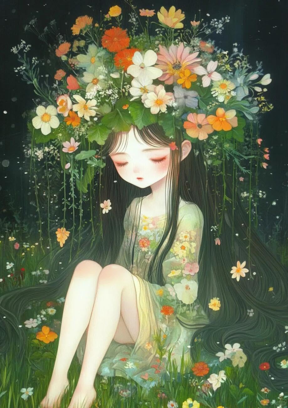 Henypt Cross Stitch Kit Fantasy Girl DIY Arts Aand Craft Kit for Adults Beginners with Accessories Handmade DIY/Gifts 14CT 80x100cm