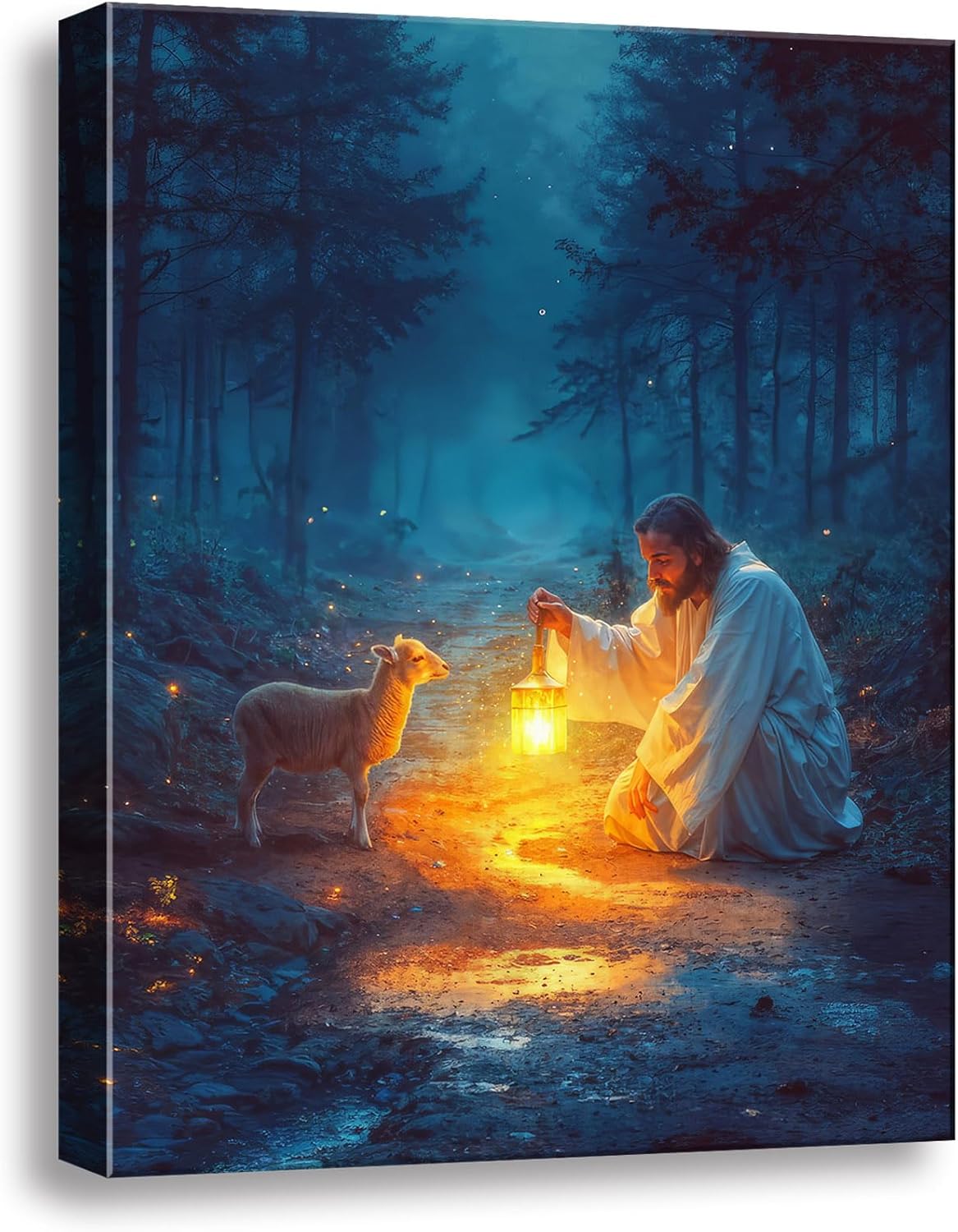 Christian Wall Art Decor – Serenity Prayer & Jesus with Lost Lamb Picture, Baptism Gifts for Boys & Girls, Inspirational Home Decor for Women & Men, Perfect for Prayer Rooms & Christmas Decor A-373