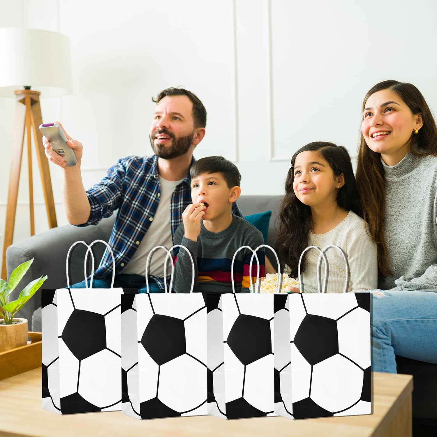 LONGIM 12PCS Soccer Party Favor Bags Soccer Goodie Paper Bags Sport Themed Party Gift Bag with Handles Sport Treat Candy Snack Packets Bag for Kids Adults Birthday Supplies - Image 6