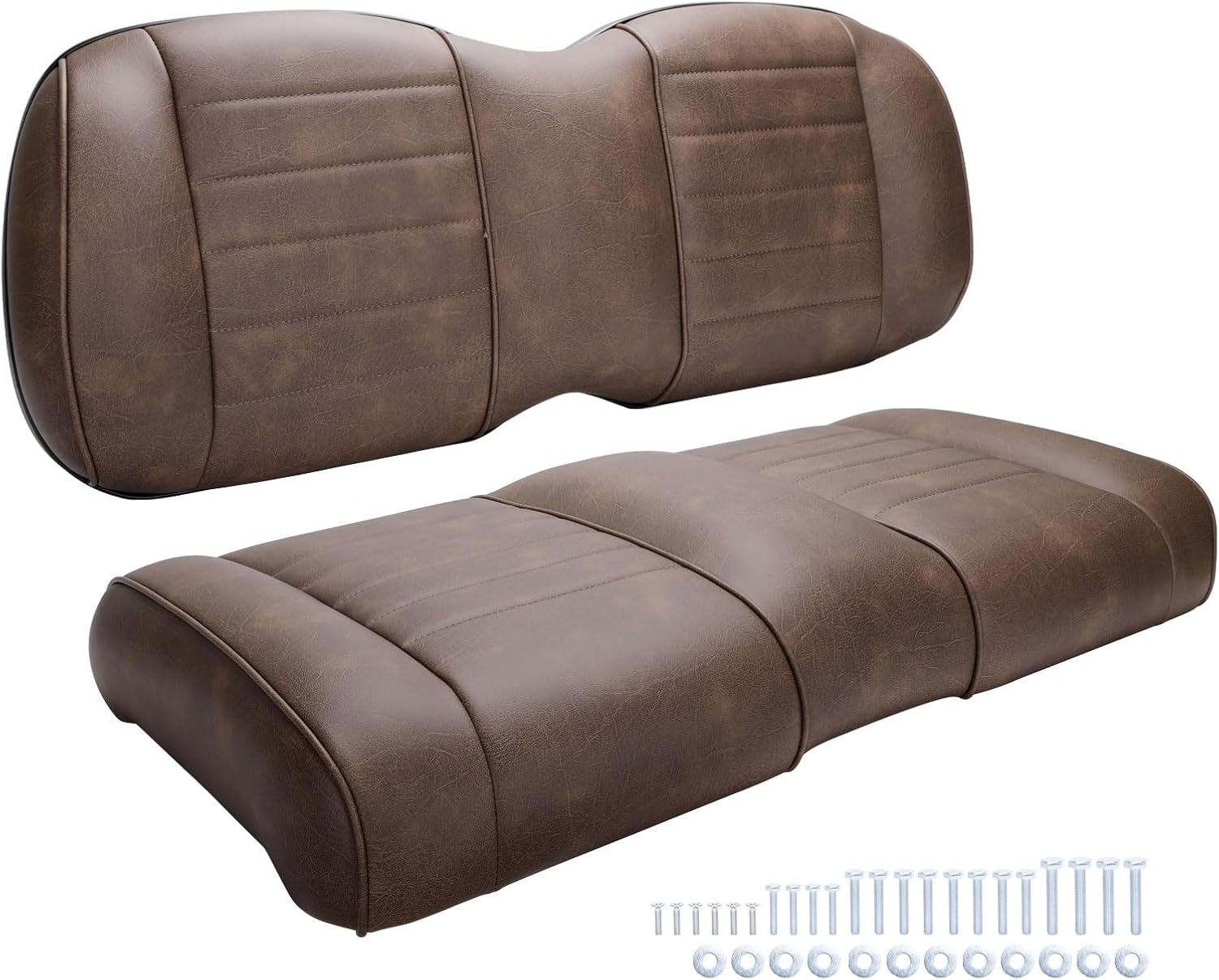 Roykaw Upgraded Luxury Golf Cart Front Seat Cushion, Include Bottom & Backrest Cushion with Plate, Compatible with EZGO TXT/RXV/RXV 2/Freedom Front Seat, Fuller Filling & More Comfortable Rebound