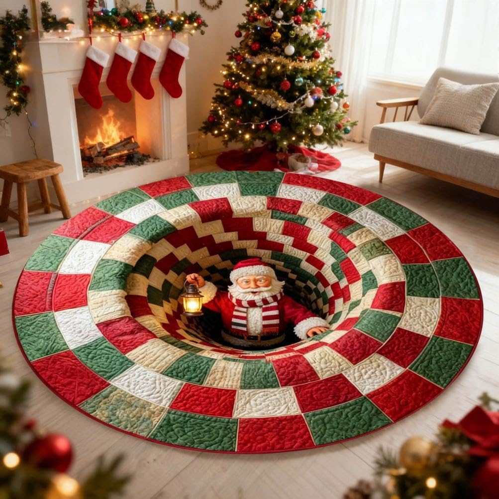 Amazon.com: 3D Christmas Rugs, Santa Claus Quilted & Gnome Quilted ...