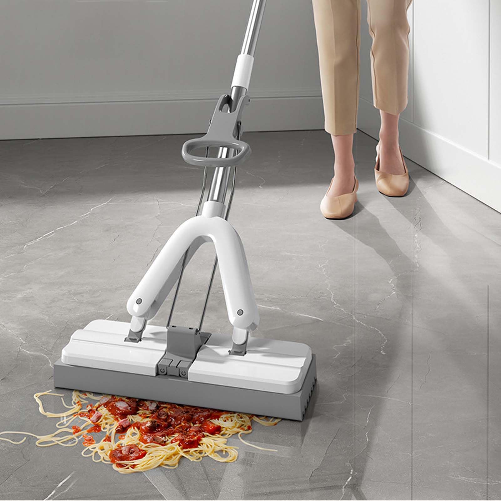 Mopa Fregona con Microfibra Lavable, Fregona para Limpiar Suelos, Paño Reutilizable Absorbente, Limpiador De Suelos con Mango Telescópico Ajustable para Cocina Baño Y Diferentes Superficies