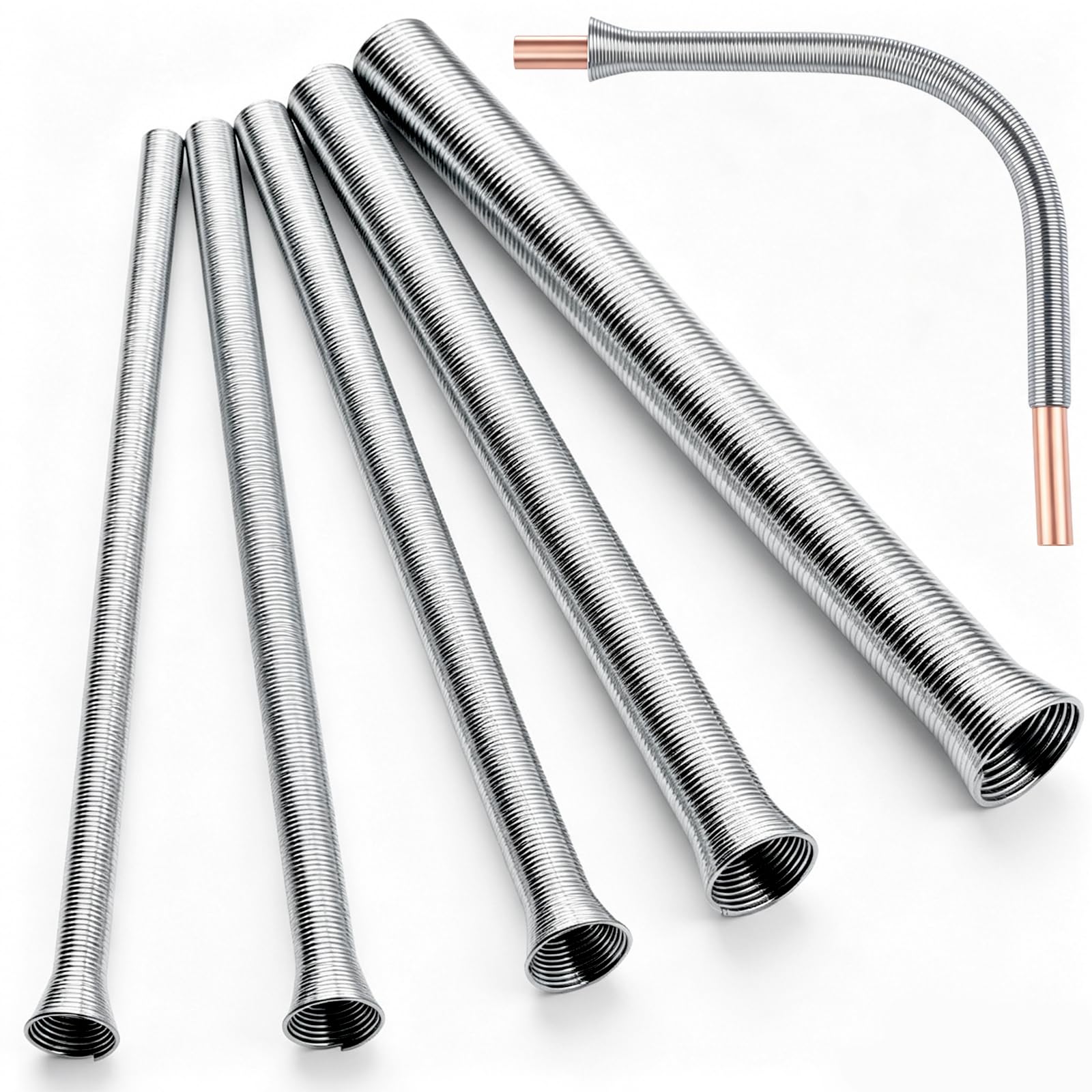 Tnisesm Set di piegatubi a molla da 1/4", 3/8", 1/2", 5/8" e 3/4" per tubi in rame, alluminio e acciaio a parete sottile, lunghezza 350 mm