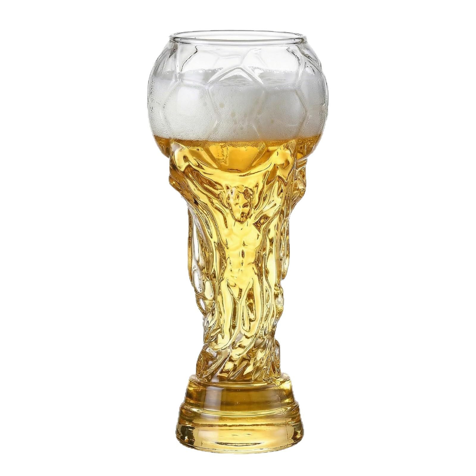 Trophy Style 500ML Beer Glass for 2026 Football Championship, Soccer Tournament Pint Glass, Large Beer Mug with Football Bottle Opener for Party & Gift for Father Men Soccer Fans (500ML)