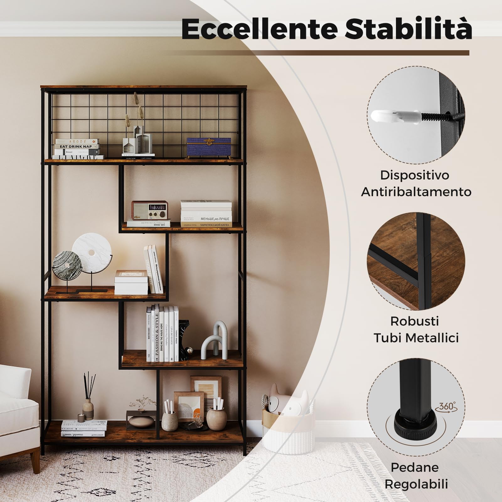 COSTWAY Scaffale Porta Piante a 6 Livelli con Rete Metallica