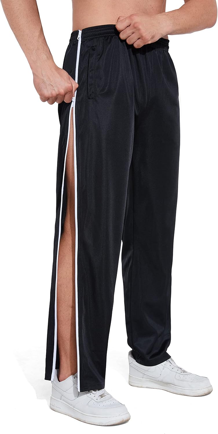 AIFARLD Tear Away Pants for Men Side Zippers Mens Sweatpants with Pockets for Basketball Knee/Leg Post-Surgery - Image 2