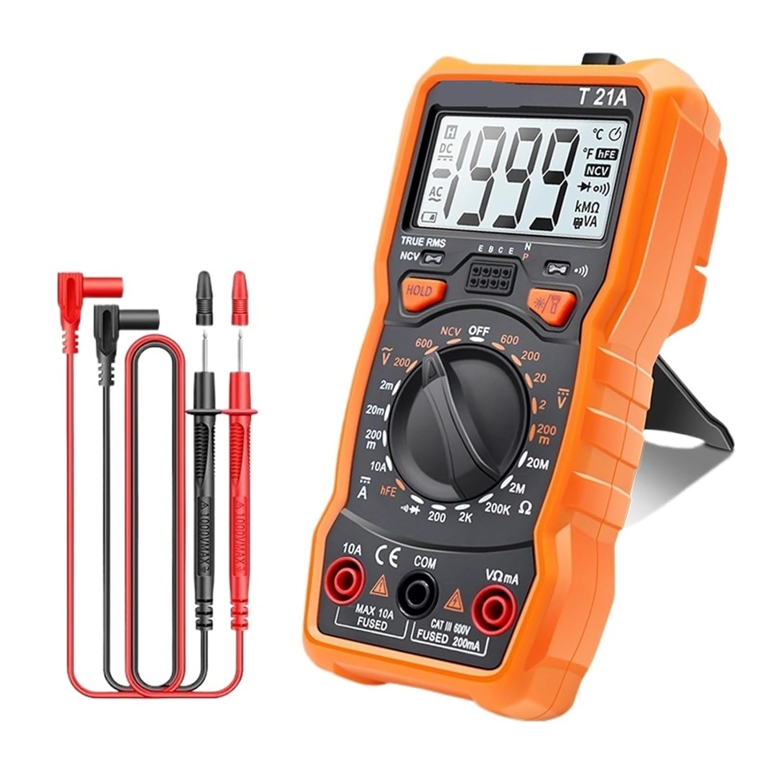 1pc Digital Multimeter T21A T21B T21C T21D T21E AC/DC A V Auto Range T-RMS NCV Handheld Multimetro Voltmeter Tester(T21C)