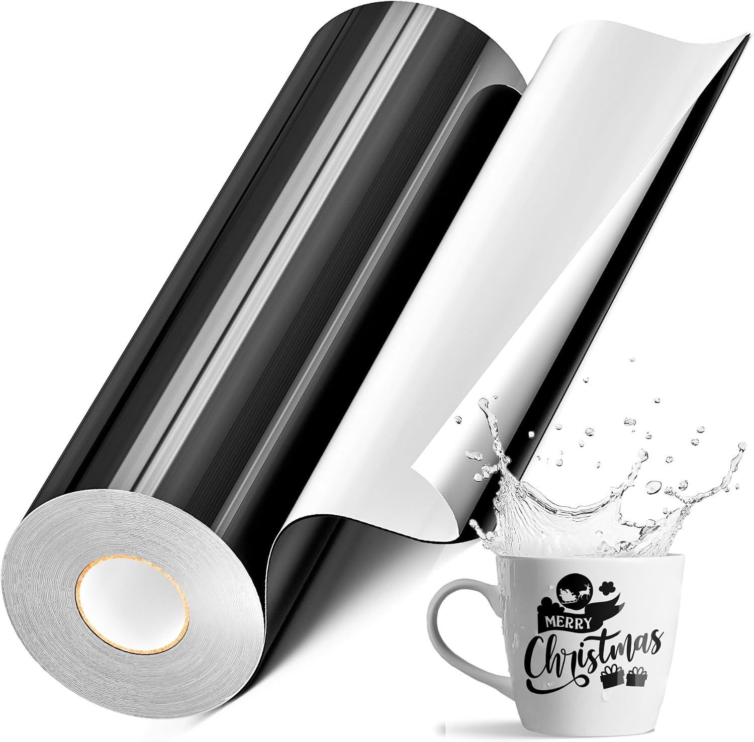 Black Vinyl for Cricut & Silhouette Cameo, 12" x 50FT Glossy Black Vinyl Roll for Christmas Decorations, Outdoor Signs, Car Decals & Wall Stickers