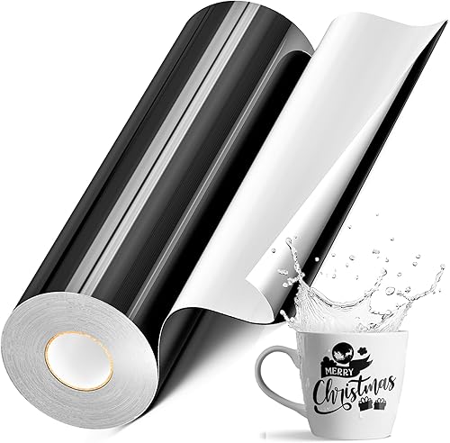 EPRCUT Vinilo permanente negro, rollo de vinilo adhesivo de 12 pulgadas x 50 pies para decoraciones y regalos del día de Pascua, vinilo negro