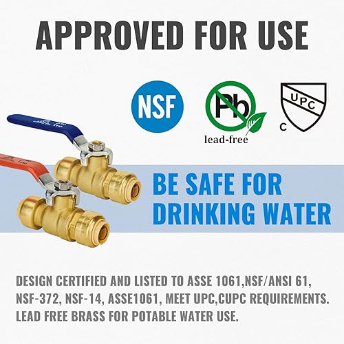 Miniatura 2 de Válvula de bola de cierre de 12 pulgada, válvula de bola SUNGATOR de 12 pulgada, válvula de cierre de agua de empuje para conectar, fácil de