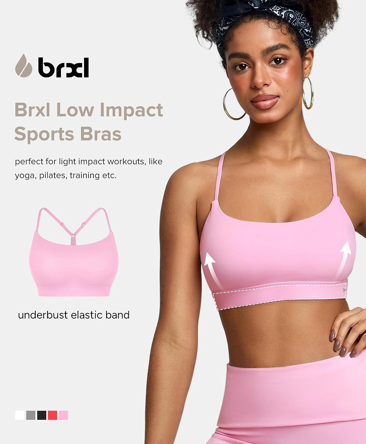 BRXL Sports Bras for Women Y Back Padded Sports Bras Adjustable Straps Low Impact Sports Bra with Sewn in Pads