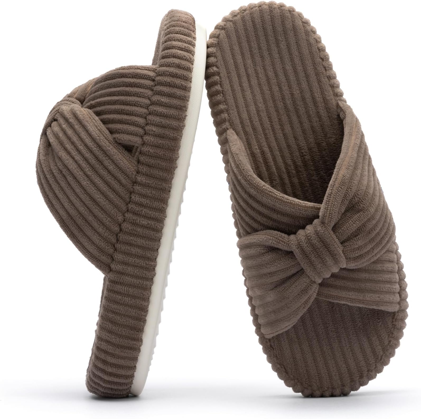 Chantomoo Slippers for Women Memory Foam House Bedroom Corduroy Bow Crossbands Slipper Shoes Comfy Trendy Gift Slippers