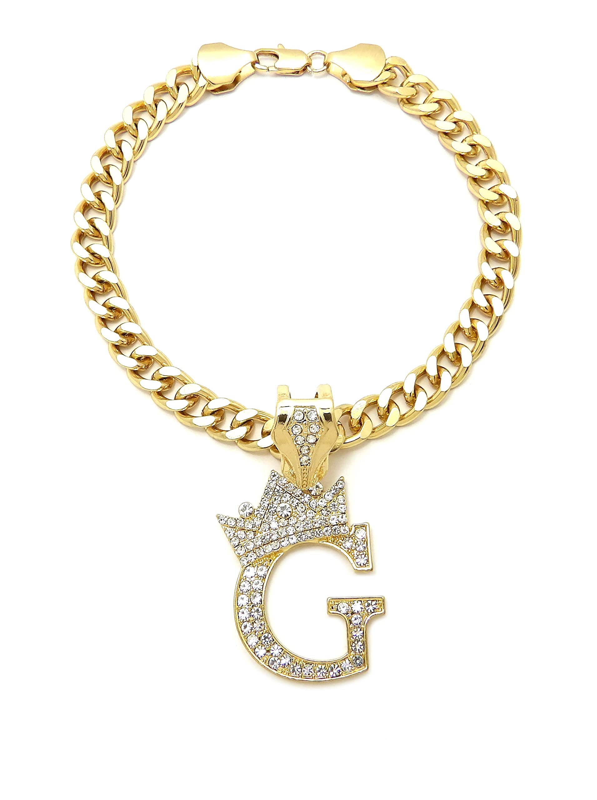 Initial Letter Cuban Chain Dog Chain Pet Chain Pet, Cat, Puppy Necklace (G, 14")