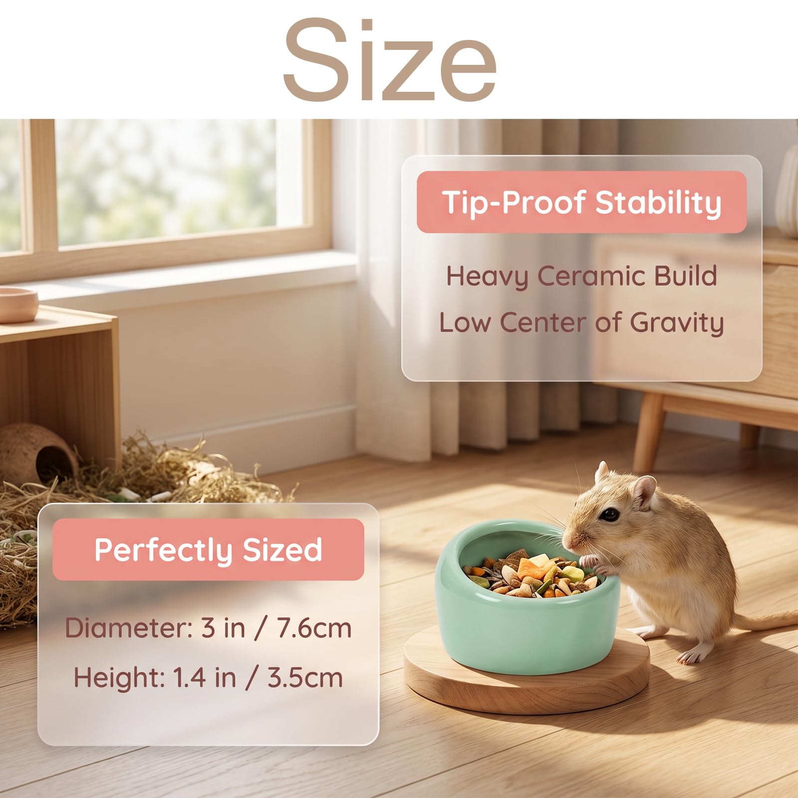 3 Pièces Bols pour Hamster en Céramique, Bols en Céramique pour Hamsters, Bols en Céramique pour Hamster, Bols en Céramique Anti-morsures, Mangeoire en Terre Cuite pour Cochon d'Inde, Hamster