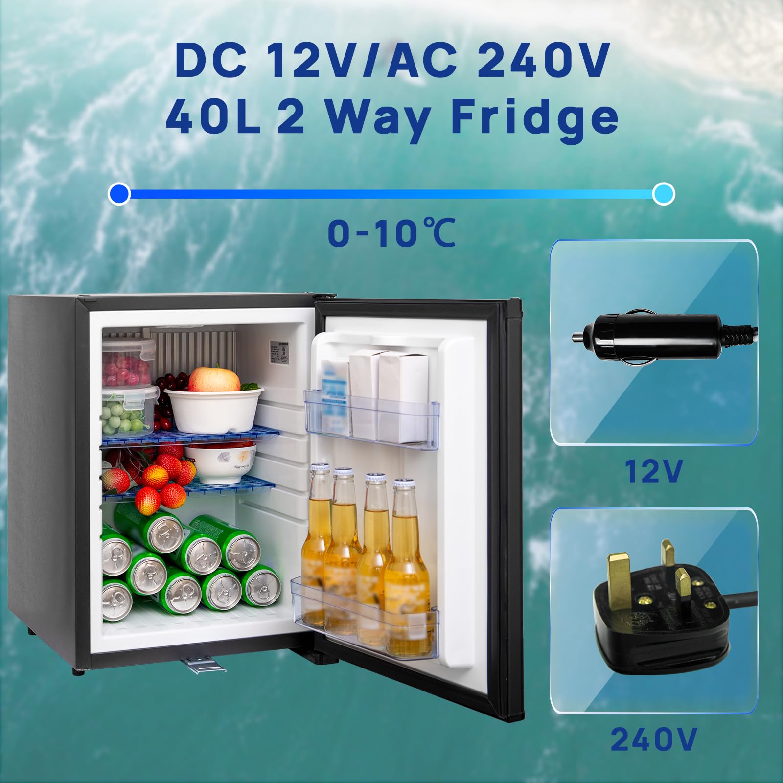 Sad Frigo Cobiné Avec Congélateur 100L, Frigo Triixte 12V/220V/Gaz, Réfrigérateur Silencieux