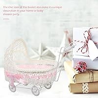 Vista 5 de Alipis Cesta de mimbre de mimbre de imitación para cochecito de bebé, con forma de carrito, cesta multiusos de caramelo para baby shower, fiesta