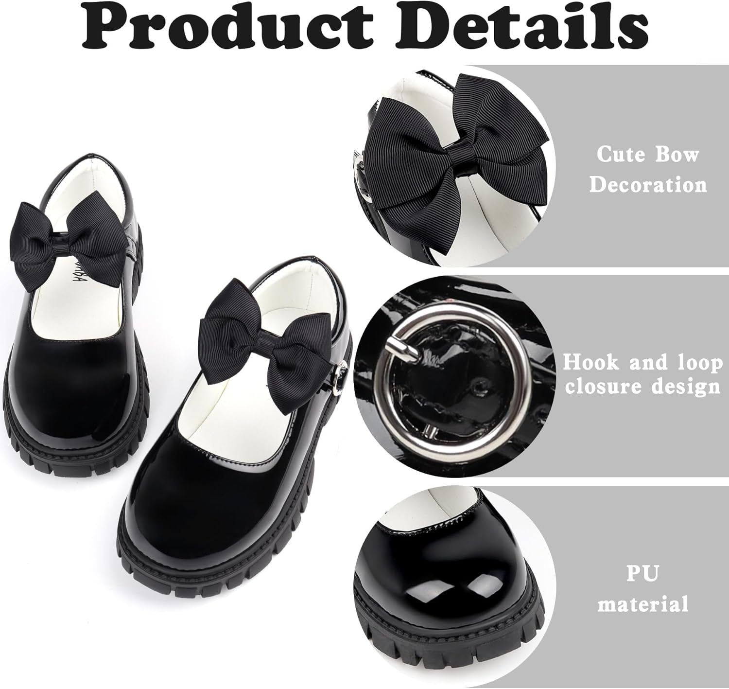 Toddler Girl Dress Shoes Bow Black Dress School Shoes Princess Mary Jane for Toddler/Little Girl - Image 4