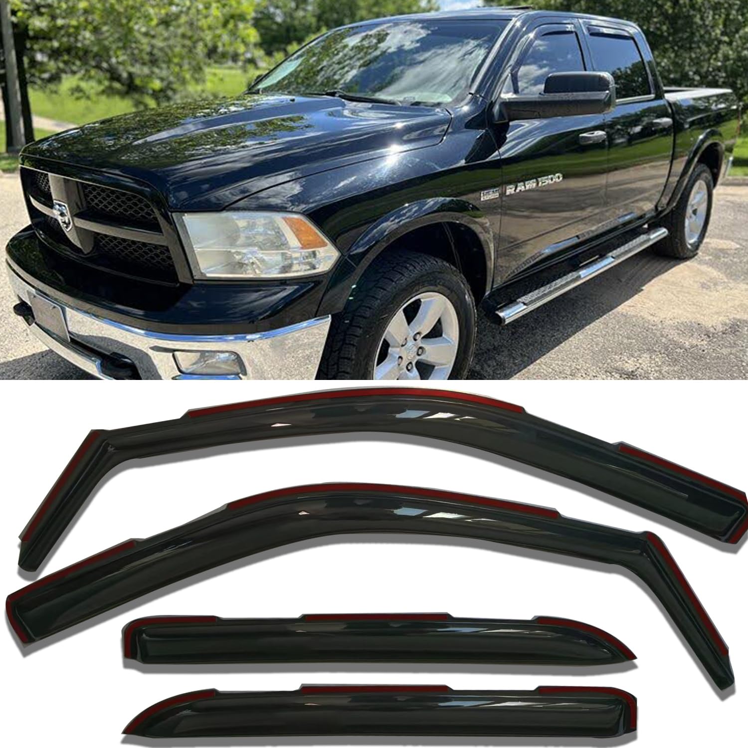 Déflecteurs De Vent Pour Dodge RAM 1500 2009-2018 - Fumés - Protection