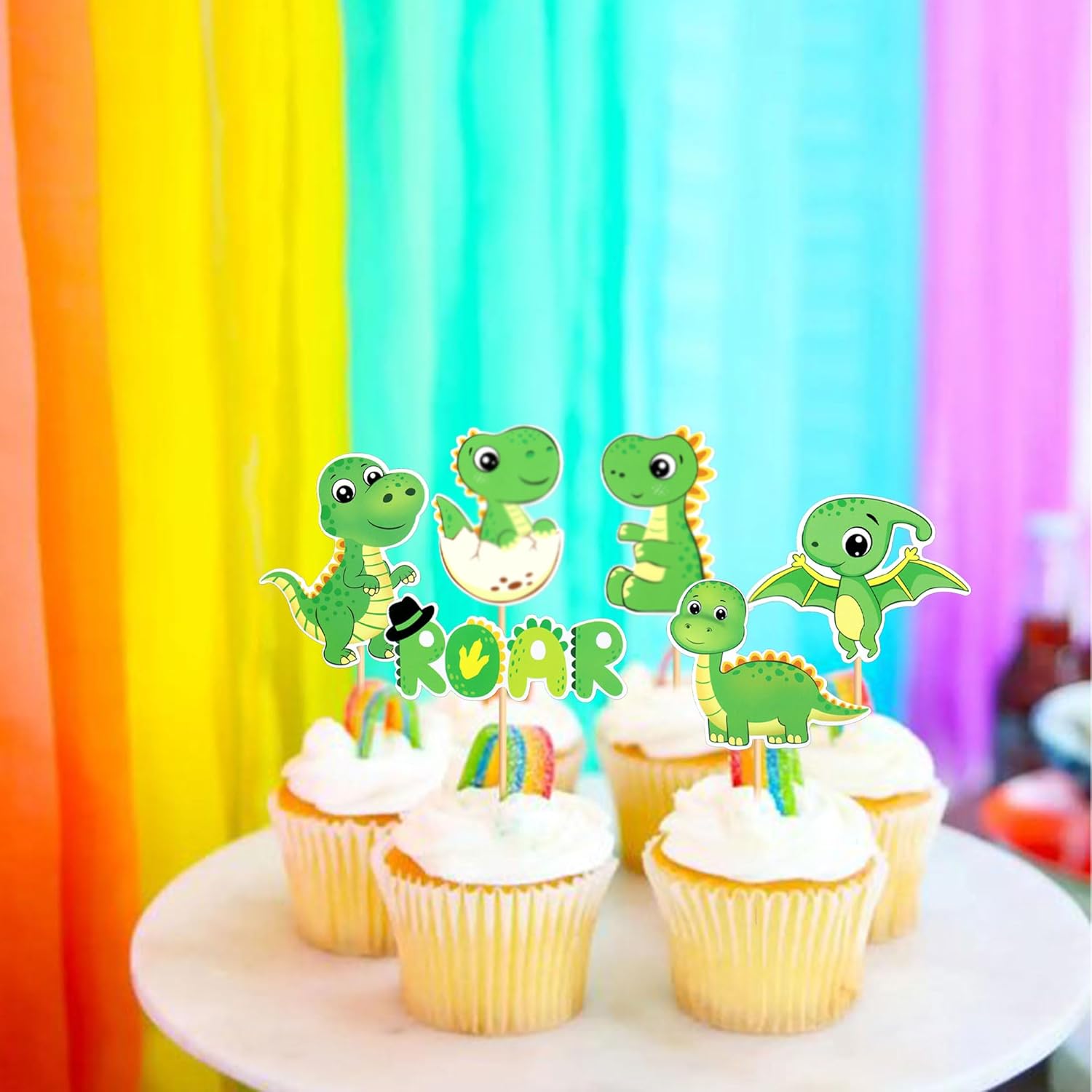 JOYMEMO 24 Piezas De Centros De Mesa De Dinosaurio Para Baby Shower Para Niño, Decoración De Mesa Para Baby Shower, Suministros De Fiesta Temática De Dinosaurios